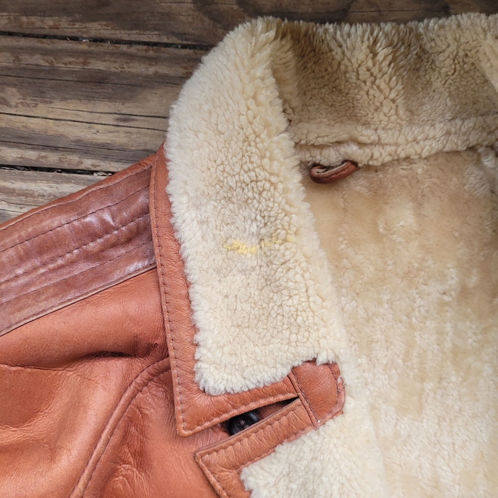Vintage Leather Shearling Jacket - image 4